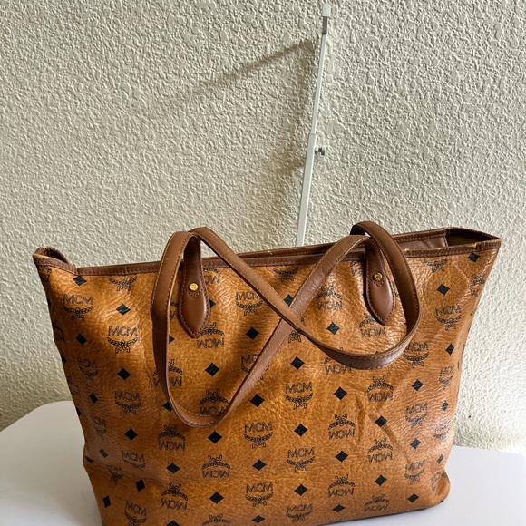 MCM Cognac Logo Tote Bag - Picture 10 of 13